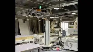 One robotic arm can feed two CNC panel saws at the same time, boosting efficiency and reducing labor
