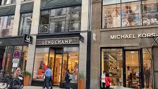 Hamburg walking, Germany. Neuer Wall expensive shopping street. August