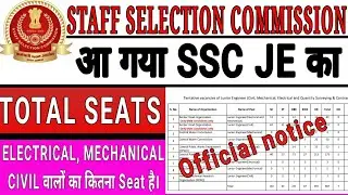 SSC JE 2020||SSC JE TOTAL SEATS FOR ELECTRICAL, MECHANICAL AND CIVIL ENGG.||SSC JE SEATS 2019