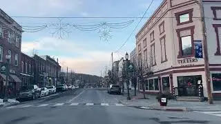 Hawley PA Poconos Christmas Day 2025 | Beautiful Downtown Hawley Drive Through - Small Town PA