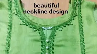 beautiful neckline design with laces for plain kurti #Pakistani design 👌 #sewcreative #dressmaking 👌