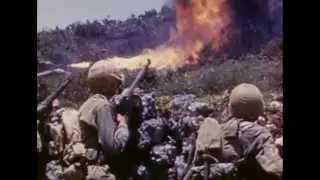 22nd Marine Regiment and 6th Tank Battalion Pushes on Okinawa  - Original Color Combat  Footage