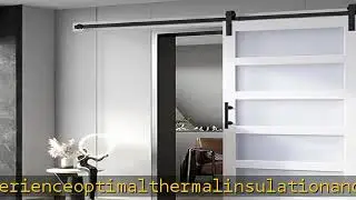 S&Z TOPHAND&reg; 34 in x 80 in Glass MDF BarnDoor, PVC Surface, Simple DIY Assembly, with Senior Door H