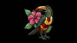 Stained Glass Collared Aracari Bird Art