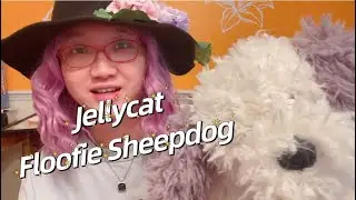 Jellycat Floofie Sheepdog (plus my purple wig and recent made hat)