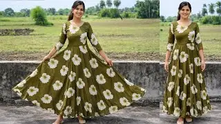 Long Umbrella Kurti Cutting And cutting | Full Flair Umbrella Frock | Step by step Umbrella Frocks 