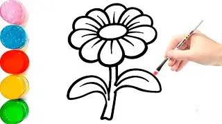 How to draw Flower🌻| Easy flower drawing and coloring for kids and toddlers 