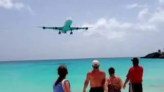 St.Maarten airport plane landing. 2013