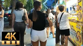 Pattaya 4K Walk Beach Road. Beauty Lady in the Festival. Thailand 2025.