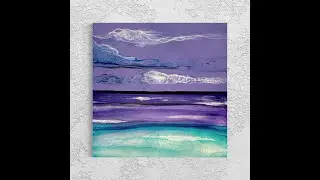 Purple Skies Acrylic Swipe Acrylic Pour Painting, Flow Art, Fluid Art Technique,