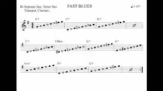 Fast Blues Backing Track in Bb for Soprano Tenor Sax, Trumpet, Clarinet... - 197 BPM