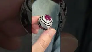Custom rubellite ring with black enamel. #rubellite #enamelring #customjewelry #colorgem #gemsetting
