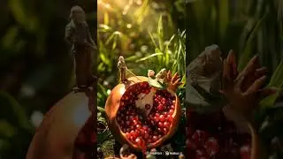 Pomegranate in a miniature world😱 #ai #fruit #workers #forest #miniature #cute