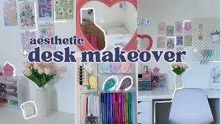 Giving my desk a makeover vlog 🖇✨ 🌷  - before + after, organization
