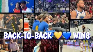 Warriors courtside highlights Brooklyn-Portland: Steph Curry, Monta Ellis, Klay, Kuminga, Podziemski