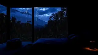 Heavy Rain on Corner Window 🌧️ Cozy Bedroom Ambience for Deep Sleep & Relaxation