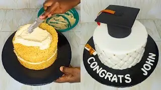 🎂 Butterscotch Fondant Cake Decoration | Easy Step-by-Step Tutorial for Graduation Cakes