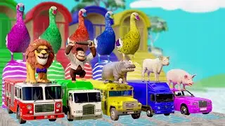 Long Slide Game With Cow Elephant Gorilla Hippopotamus Supreme Monster 3D Animal Game Funny 3D Ani