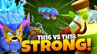 TH16 VS TH18 🔥 I Crushing th18 with th16 super yeti army #clashofclans 