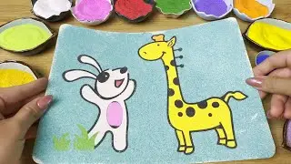 Colored Sand Art Deer and Rabbit 🦌🐇 | Cute and Friendly Scene