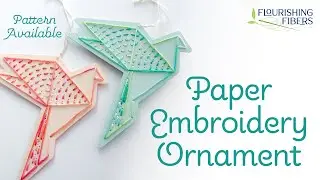 Геометрический голубь оригами (вышивка на бумаге)