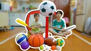 Learn Sports Ball Names & Kids Playing with Sport Balls Compilation | T-Ball Baseball for Kids! ⚾🏀🏈