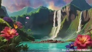 🌊 Beautiful Waterfall in a Mountain Cartoon | Relaxing Animated Nature Scene 🏞️🎨