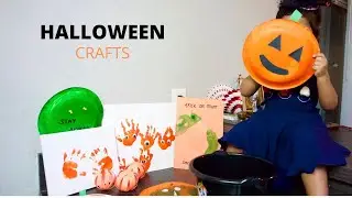 Easy halloween crafts for toddlers/handprint and foot print cards/trick or treat/paint activities
