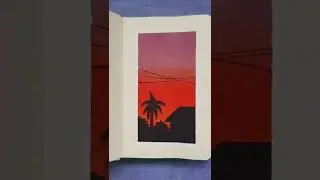 Easy Sunset Landscape | Acrylic painting🎨 | #shorts |