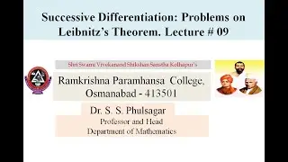 Successive Differentiation: Problems on Leibnitz’s Theorem. Lecture # 9