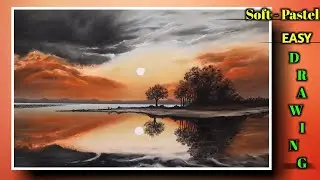 How To Draw Sunrise Picture | Nature Drawing With Beautiful Sunrise, Soft Pastels