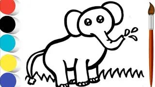 Cute Elephant Baby Drawing, Painting and coloring for kids and toddlers ll Animal drawing
