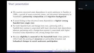 Daniela Andr&eacute;n (&Ouml;rebro University) || Immigration, Partnership Dynamics and Welfare Persistence