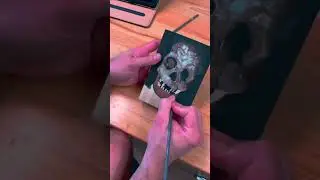Acrylic Painting Time-lapse ( Creepy Skull / Skeleton Art On Wood ) #shorts