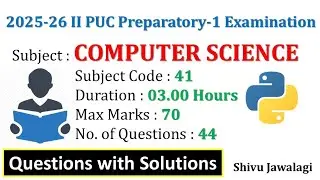 2nd PUC COMPUTER SCIENCE  PREPARATORY-1 QUESTION PAPER WITH SOLUTIONS | COMPUTER SCIENCE WITH PYTHON