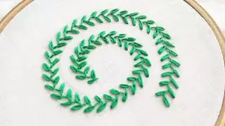 Feather Chain Stitch Embroidery Design for Dress Borders/Sleeves (Hand Embroidery Stitches)