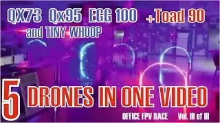 5 drones in one video Kingkong fly egg, Toad 90, TinyWhoop, QX95, QX73 flights in the dark