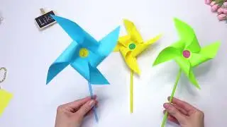 How to Make Paper Fan Windmill that Spins | Moving Paper Toy Tutorial for Kids