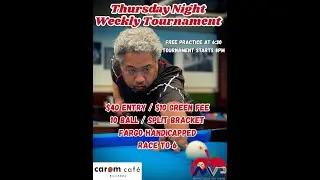 Thursday Night 10-Ball Tournament at Carom Cafe Billiards 1/8/26