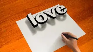 3D Word - Love Drawing 💚 Floating word Love Drawing Easy