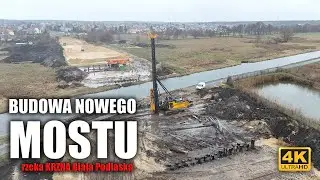 Budowa nowego mostu na rzece Krzna w Białej Podlaskiej XII 2023 (4K)