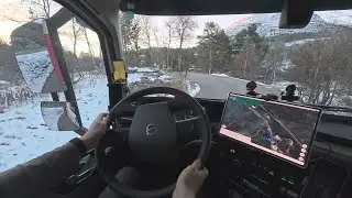 POV 4K. Driving a Volvo truck through autumn Norway on the E136, E6 roads.