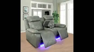 Power Reclining Sofa Set with LED Lights Leather Sofa with USB Port  #loveseat #sofarecliner