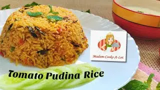 Tomato Pudina Rice Recipe In Tamil With English Subtitles |Thakkali Pudina Sadam with Vangibath Powd