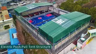 Electric Push-Pull Tent Structure, Electric Retractable Tunnel Canopy, All-Weather Stadium Structure