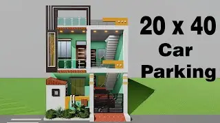 Car Parking elevation house plan 20 by 40 ghar ka design 20*40 makan ka naksha kaise bnaye