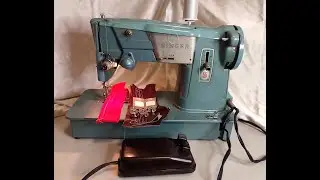 Vintage Singer 327k Zigzag Sewing Machine Demo, Threading, Bobbin Winding, Sewing.