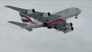 Airbus A380 Emirats Landing at Toronto YYZ After Winter Storm ❄️✈️