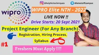 WIPRO Elite NTH -  2022 Updates | Fresher Hiring | Registration, Recruitment Process | Project Engg.