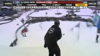 Louis-Felix Paradis All Runs Men's Snowboard Street Finals Top 5 2013 X Games Aspen